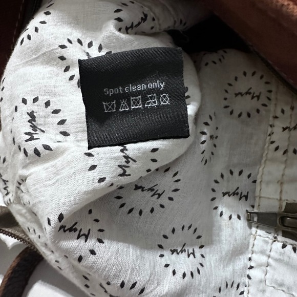 Myra Bag Cowhide Canvas Tote Shoulder Bag Leather Handles Boho Chic Purse - Picture 4 of 5